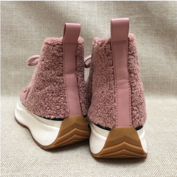 Steve Madden Shaft Platform High Top Sneakers Baby Light Pink - Picture 5 of 6